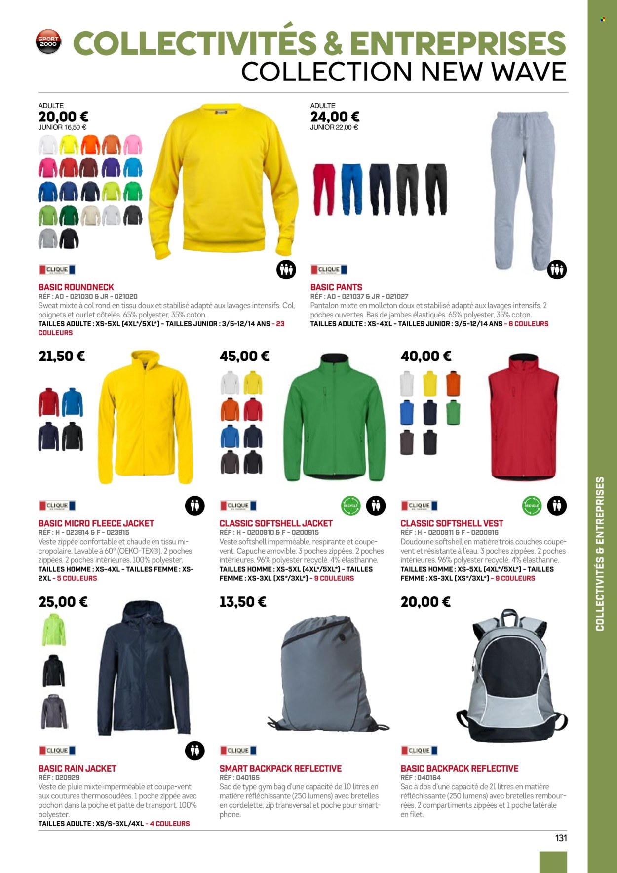 thumbnail - Catalogue Sport 2000 - Produits soldés - doudoune, veste, coupe-vent, pantalon, sweat-shirt, sac à dos. Page 131.