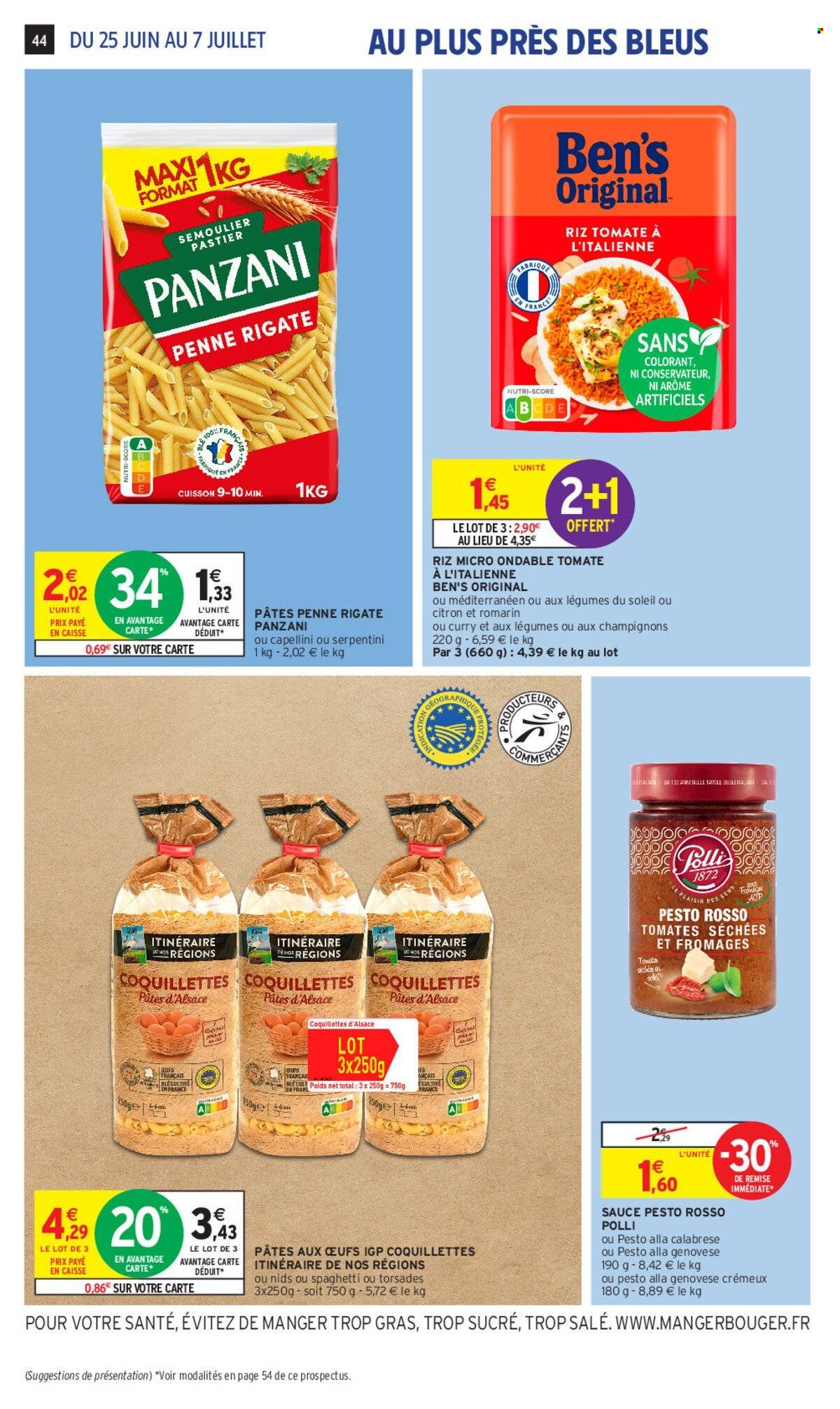 thumbnail - Catalogue Intermarché Hyper - 25/06/2024 - 07/07/2024 - Produits soldés - pesto, pâtes, aliments instantanés, riz, Panzani. Page 44.