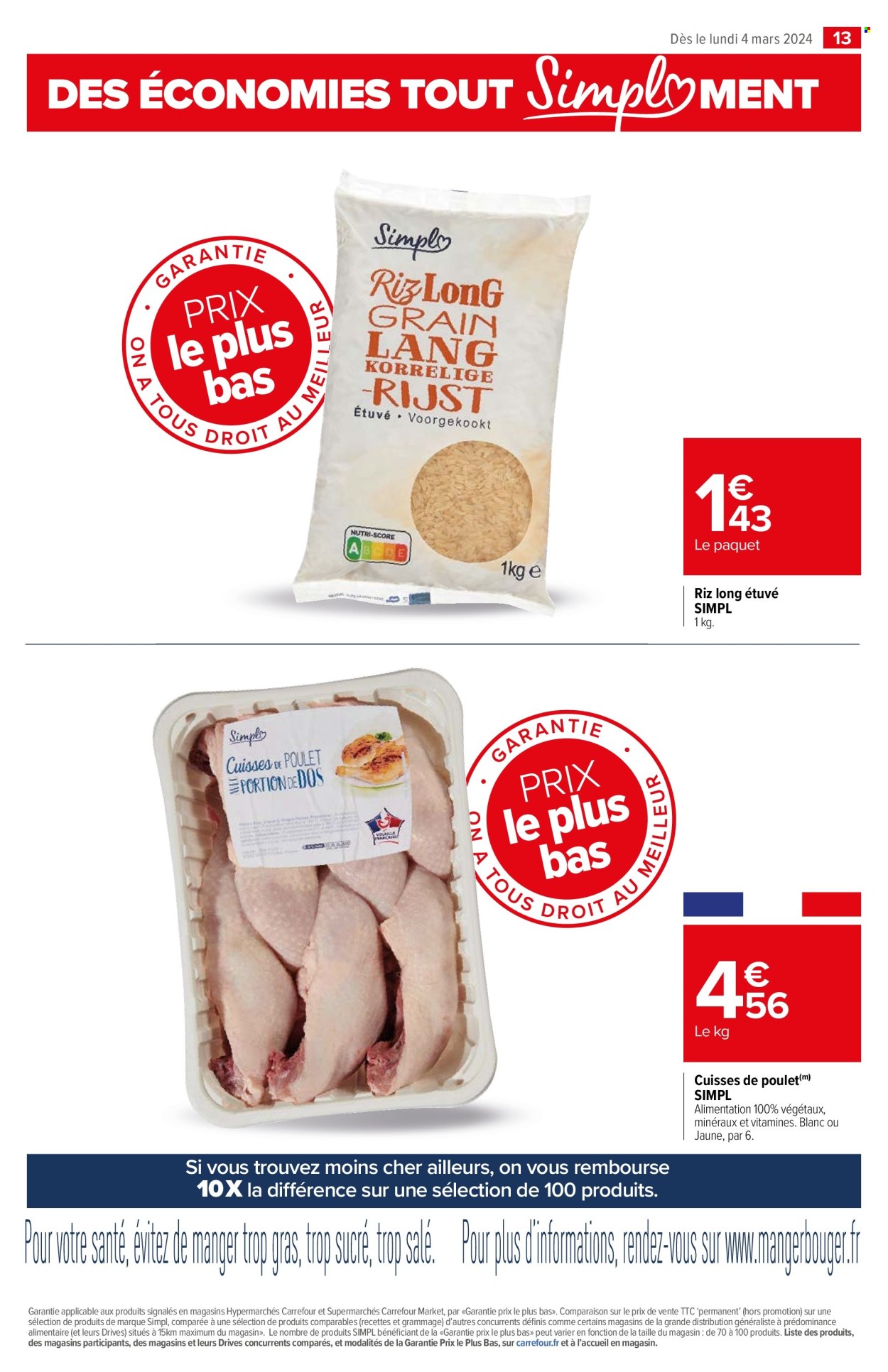 thumbnail - Catalogue Carrefour - 04/03/2024 - 30/12/2024 - Produits soldés - riz, cuisses de poulet, viande de poulet. Page 13.