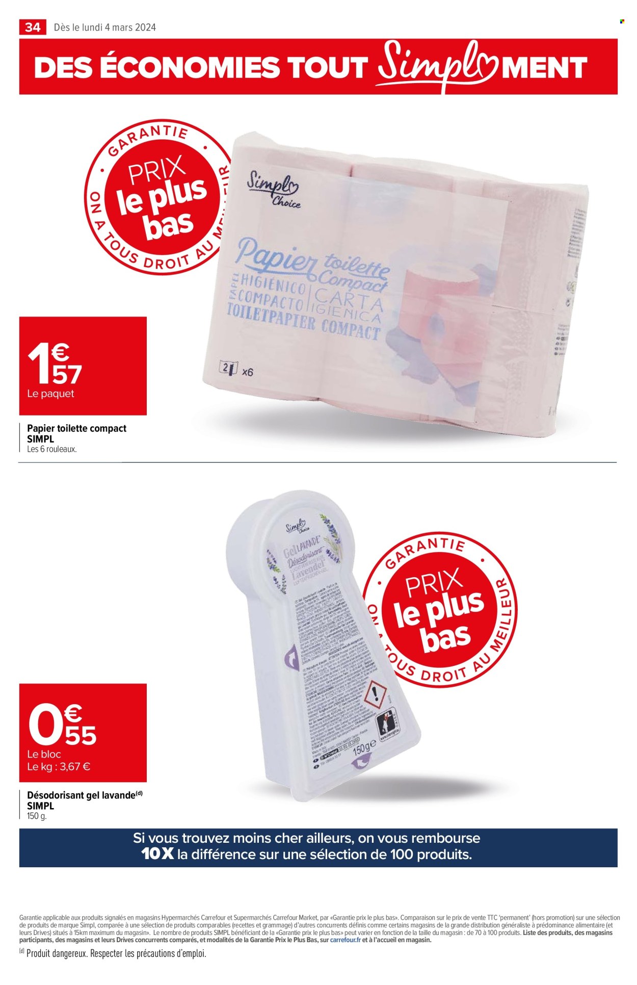 thumbnail - Catalogue Carrefour - 04/03/2024 - 30/12/2024 - Produits soldés - papier toilette, desodorisant, lavande. Page 34.
