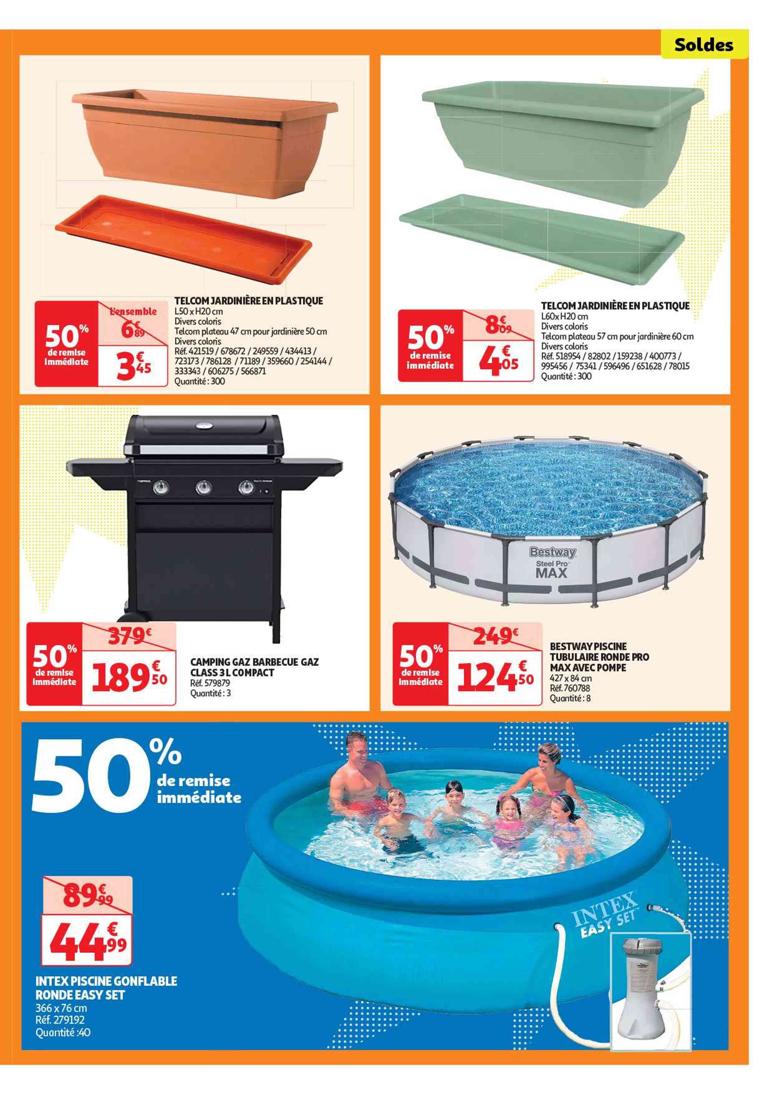 thumbnail - Catalogue Auchan - 26/06/2024 - 23/07/2024 - Produits soldés - piscine, barbecue, piscine tubulaire, jardinière. Page 5.
