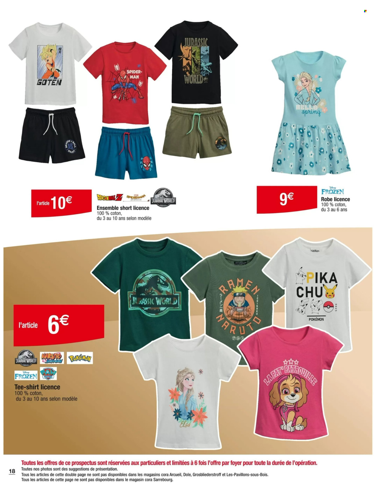 thumbnail - Catalogue Cora - 02/07/2024 - 13/07/2024 - Produits soldés - Disney, Pokémon, shorts, robe, t-shirt, dragon. Page 18.