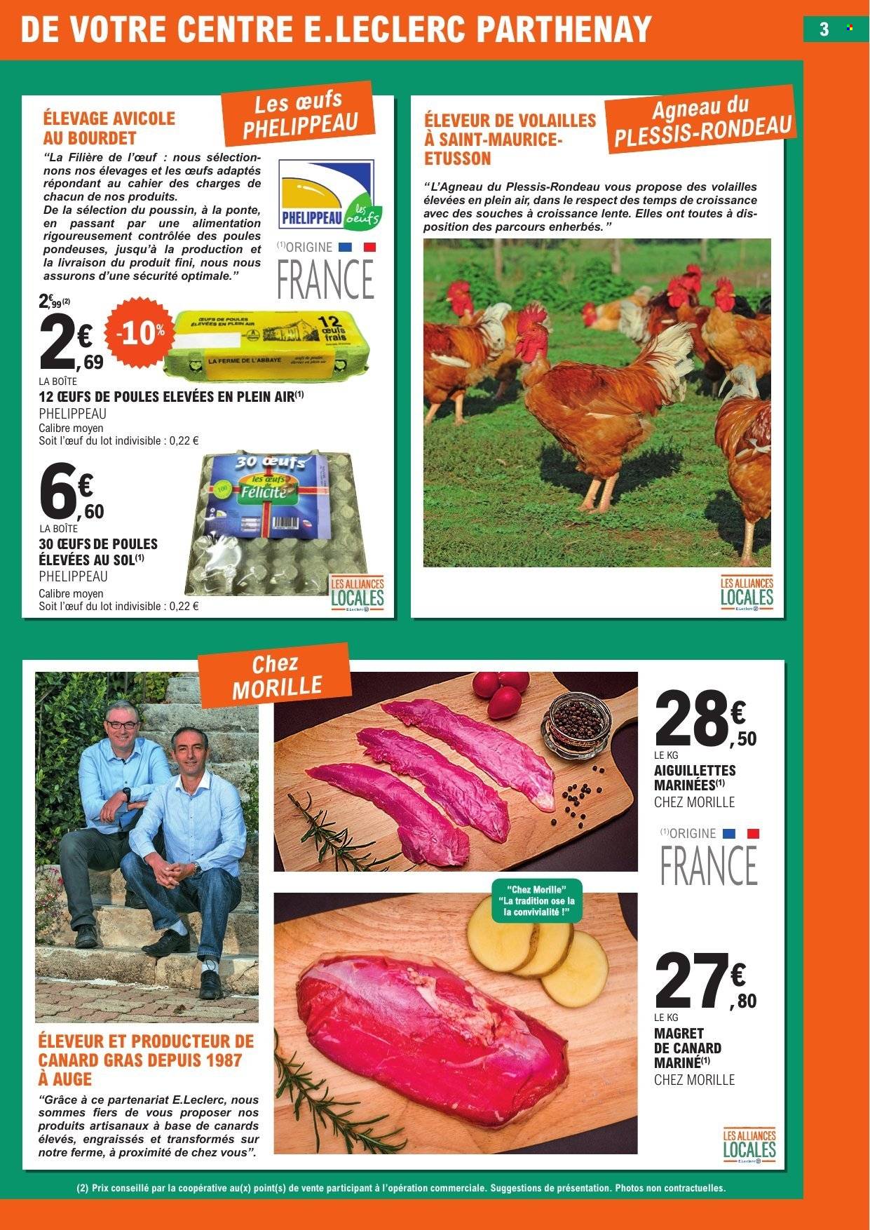thumbnail - Catalogue E.Leclerc - 01/07/2024 - 06/07/2024 - Produits soldés - magret de canard, viande de canard, œufs, cahier, décoration extérieure. Page 3.