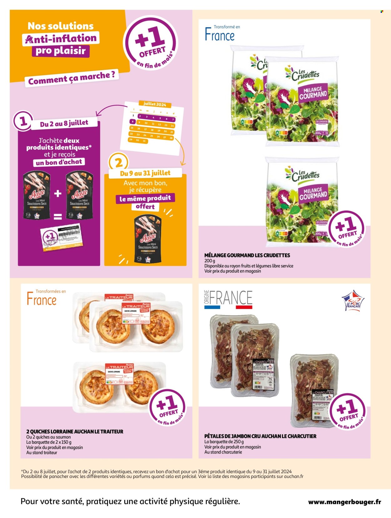 thumbnail - Catalogue Auchan - 02/07/2024 - 08/07/2024 - Produits soldés - salade, quiche, jambon, jambon sec, jambon cru. Page 4.