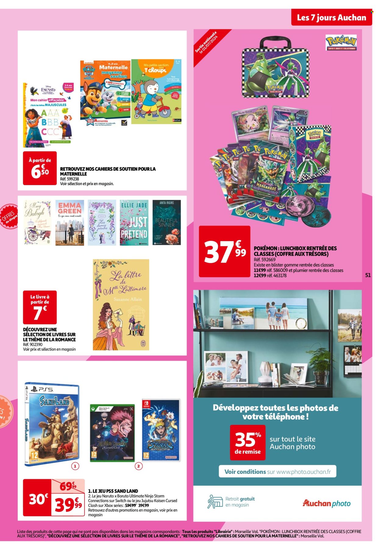 thumbnail - Catalogue Auchan - 02/07/2024 - 08/07/2024 - Produits soldés - cahier, Pokémon, coffre, jeu. Page 51.