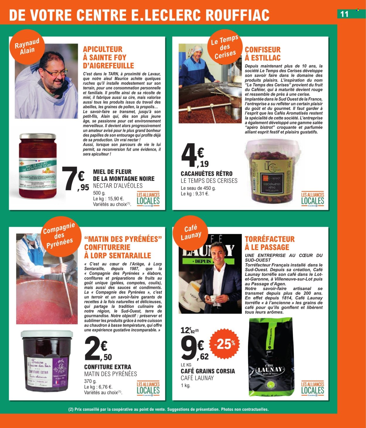 thumbnail - Catalogue E.Leclerc - 02/07/2024 - 13/07/2024 - Produits soldés - maïs, cacahuètes, confiture, nectar, café en grains. Page 11.