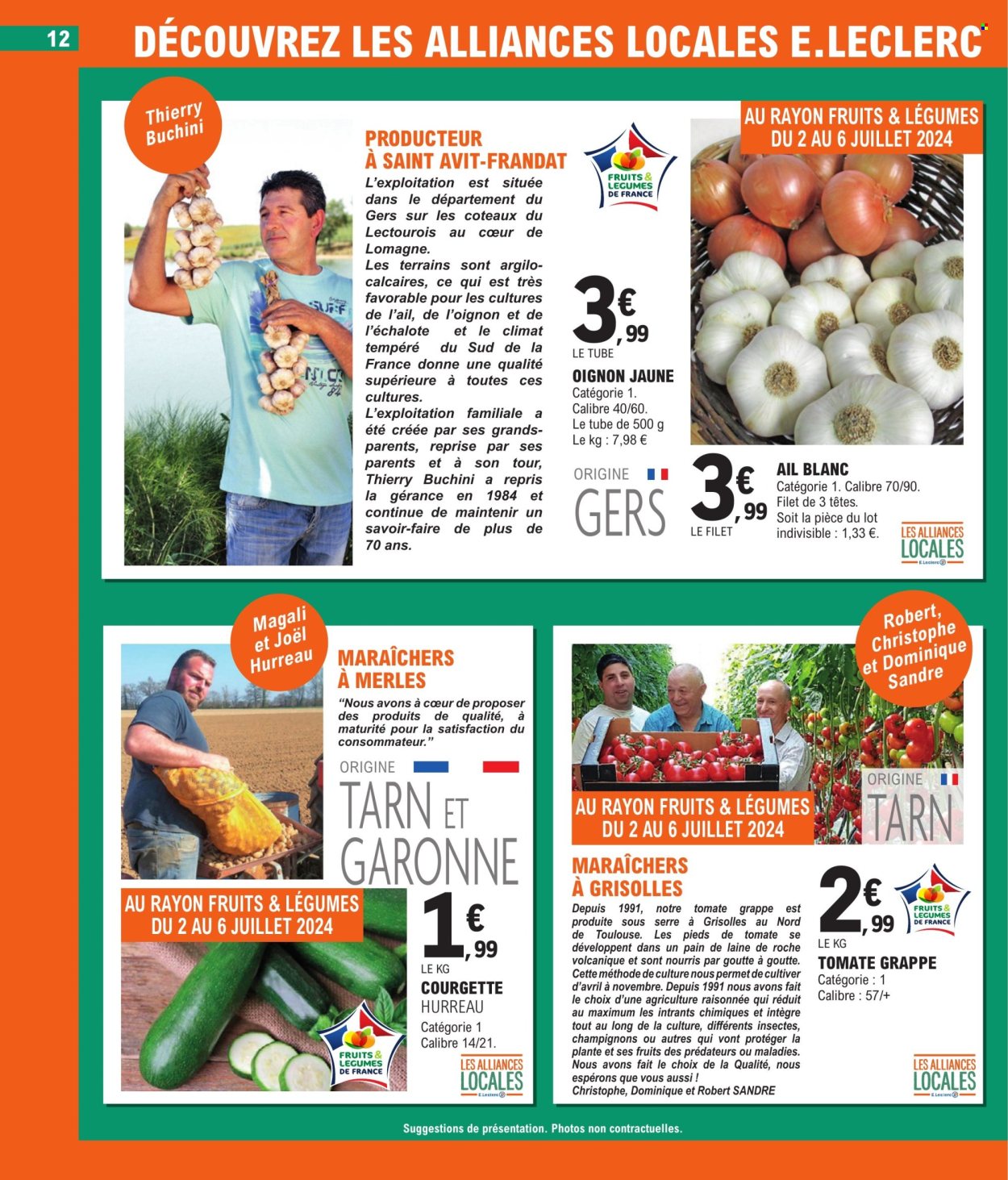 thumbnail - Catalogue E.Leclerc - 02/07/2024 - 13/07/2024 - Produits soldés - tomates, courgette, oignons, sandre. Page 12.
