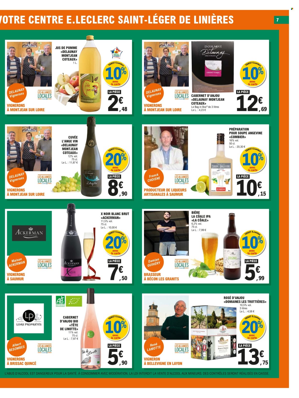 thumbnail - Catalogue E.Leclerc - 02/07/2024 - 13/07/2024 - Produits soldés - bière, alcool, jus de pomme, vin, vins de Loire, décoration de noël, maison. Page 7.