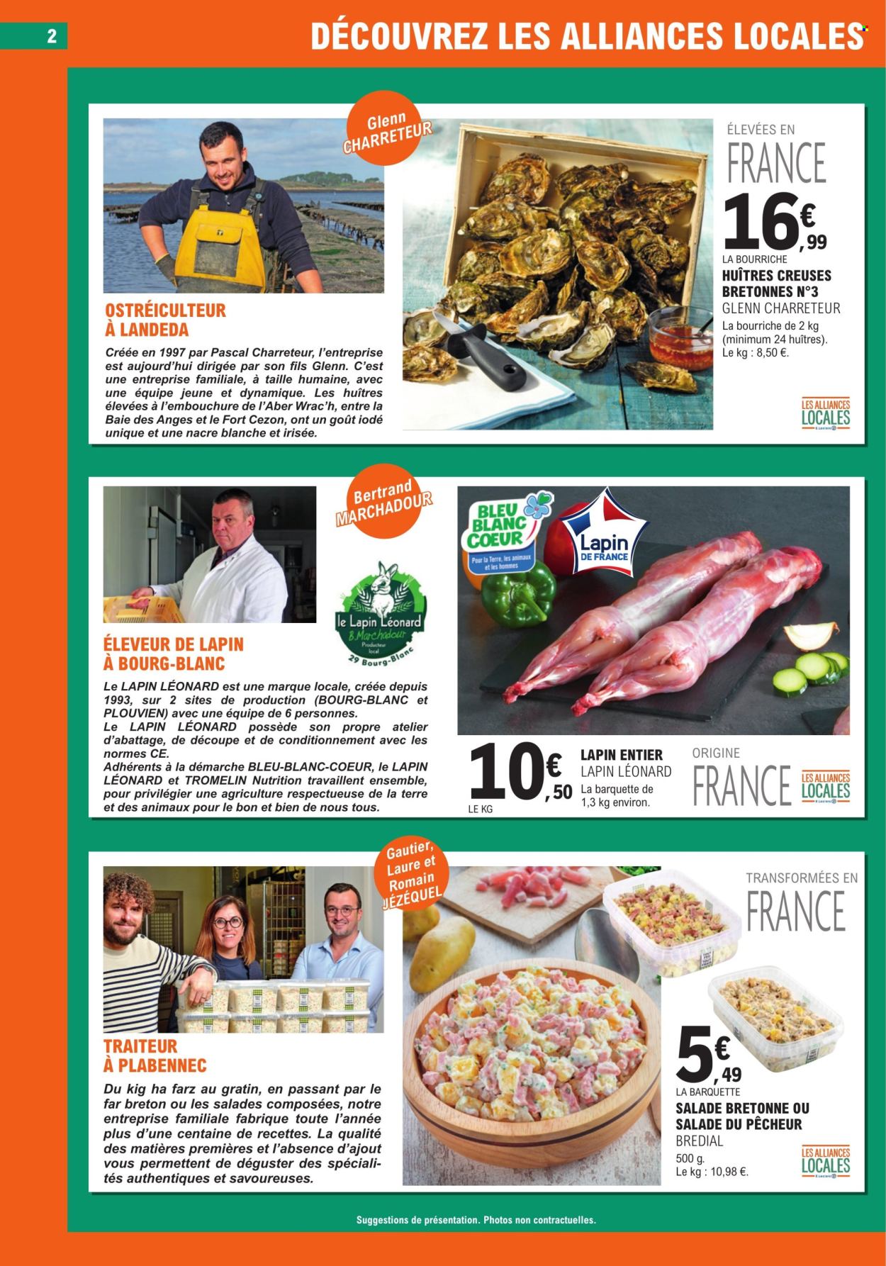 thumbnail - Catalogue E.Leclerc - 02/07/2024 - 13/07/2024 - Produits soldés - salade, lapin entier, viande de lapin, huître. Page 2.