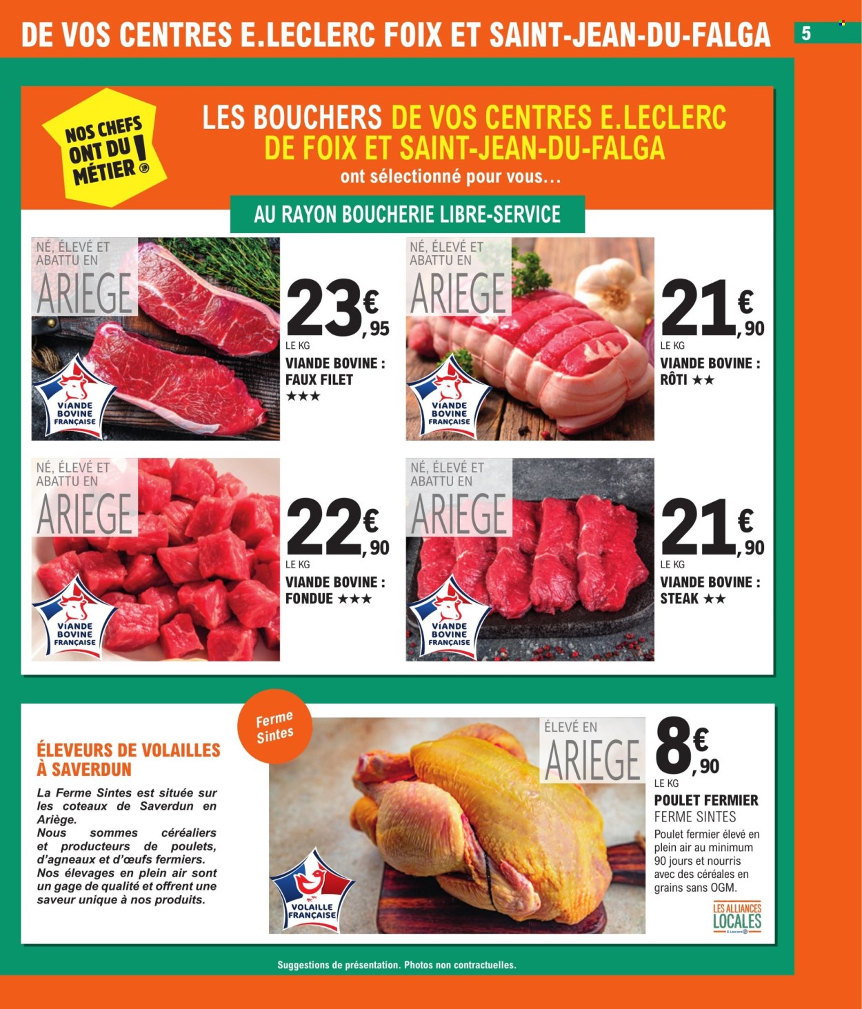 thumbnail - Catalogue E.Leclerc - 02/07/2024 - 13/07/2024 - Produits soldés - steak, viande, poulet, viande de poulet, viande boeuf, céréales. Page 5.