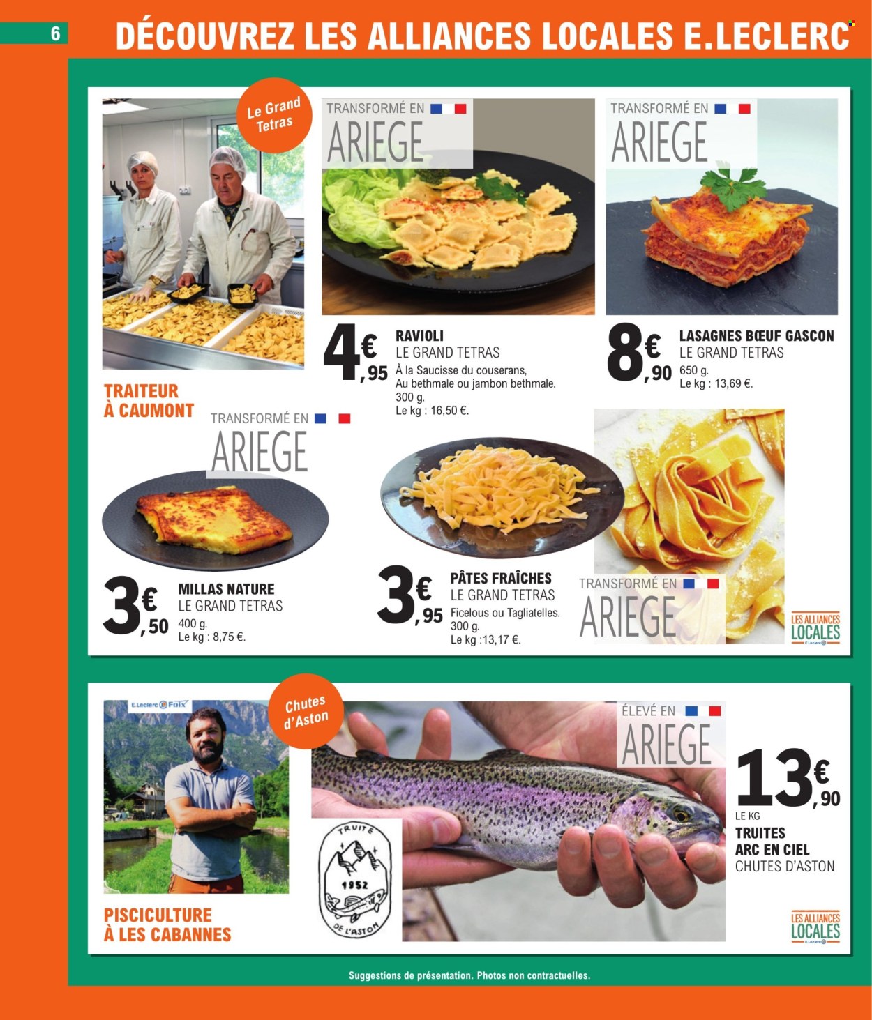 thumbnail - Catalogue E.Leclerc - 02/07/2024 - 13/07/2024 - Produits soldés - truite, lasagnes, pâtes, ravioli, saucisse, tagliatelles, Arc en ciel. Page 6.