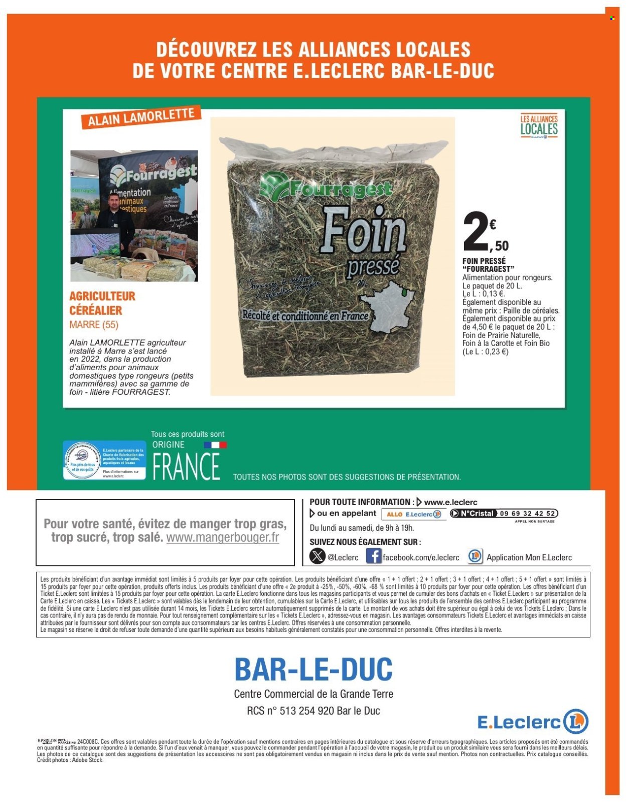 thumbnail - Catalogue E.Leclerc - 02/07/2024 - 13/07/2024 - Produits soldés - carotte, poisson, litière, foin de prairie, Aliment pour rongeurs. Page 8.
