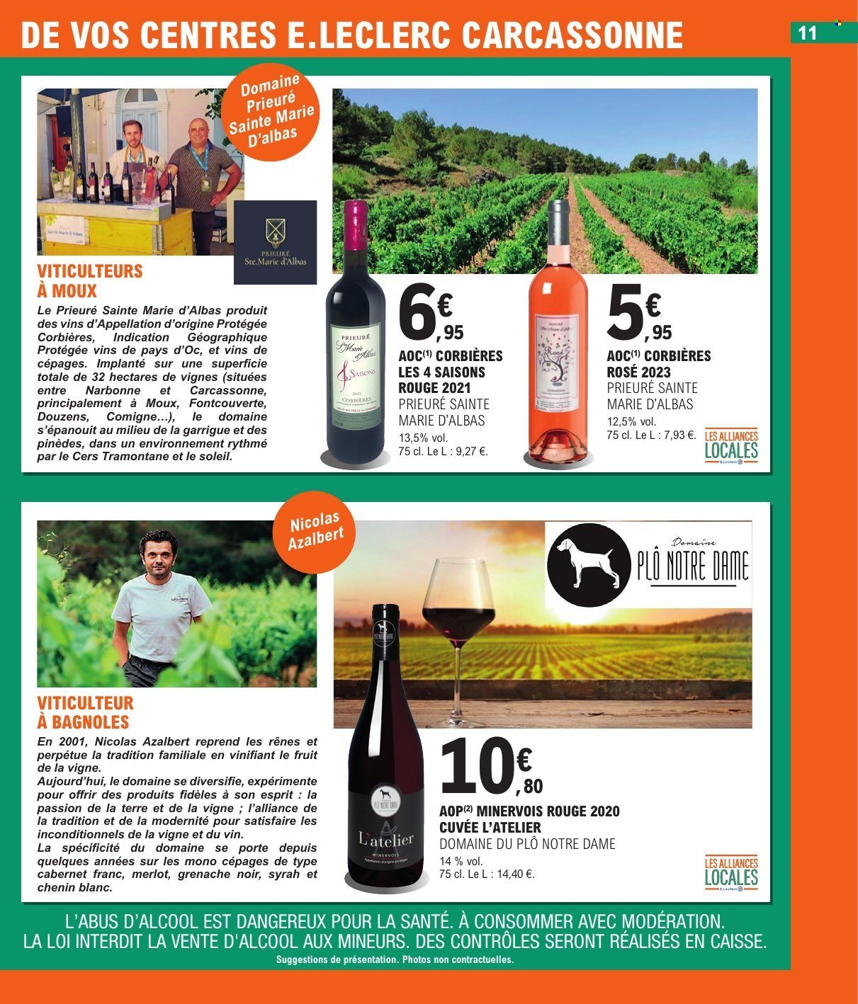 thumbnail - Catalogue E.Leclerc - 02/07/2024 - 13/07/2024 - Produits soldés - ESPRIT, Corbières, vin rouge, vin. Page 11.