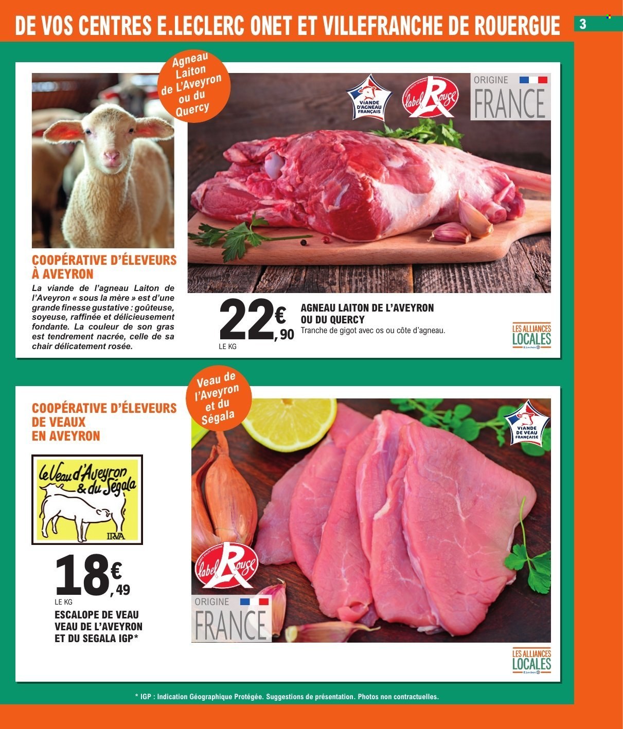 thumbnail - Catalogue E.Leclerc - 02/07/2024 - 13/07/2024 - Produits soldés - escalope, viande, viande de veau, escalope de veau, viande d'agneau. Page 3.