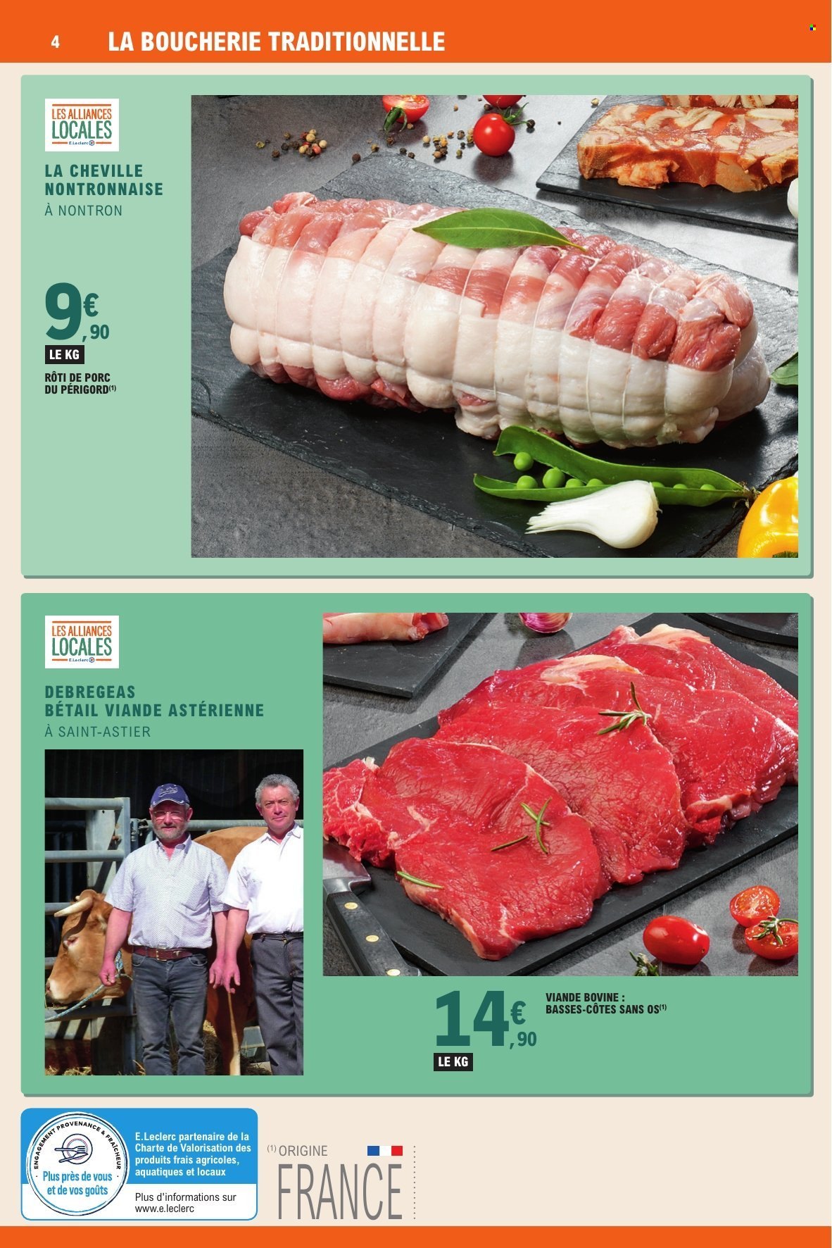 thumbnail - Catalogue E.Leclerc - 02/07/2024 - 27/07/2024 - Produits soldés - rôti de porc, viande de porc, viande, viande boeuf. Page 4.