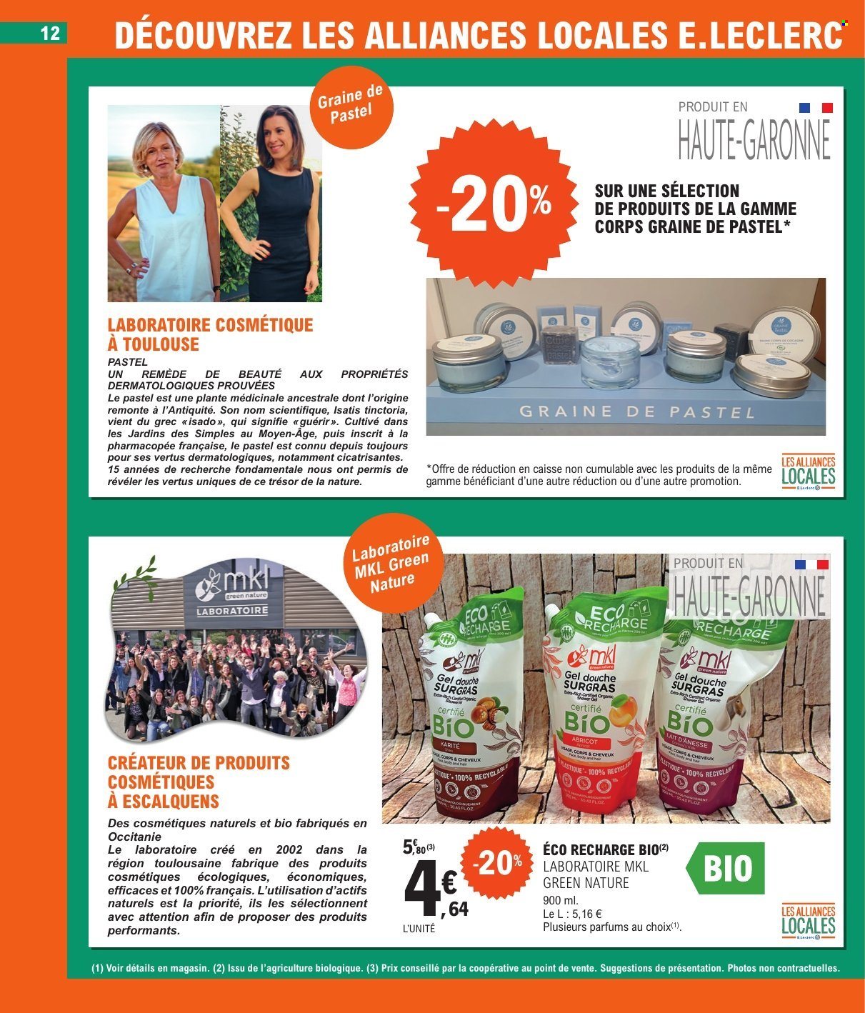 thumbnail - Catalogue E.Leclerc - 02/07/2024 - 13/07/2024 - Produits soldés - abricots, lait, gel douche, body. Page 12.