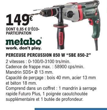 PERCEUSE PERCUSSION 850 W “SBE 850-2”