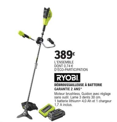RYOBI DÉBROUSSAILLEUSE À BATTERIE
