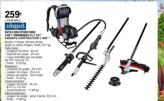 Scheppach Outils Multifonctions 4 en 1 Thermiques