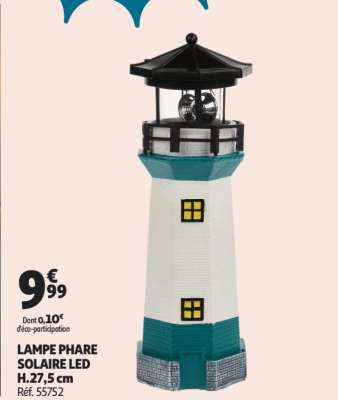 Lampe Phare Solaire Led H.27,5 Cm - Réf. 55752