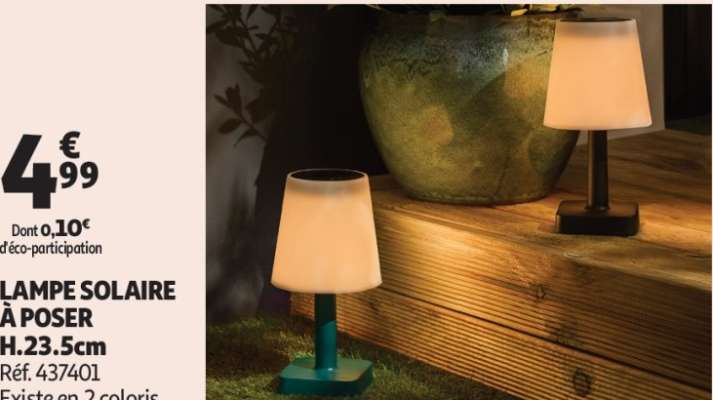 Lampe Solaire À Poser H.23.5Cm - Réf. 437401
Existe en 2 coloris