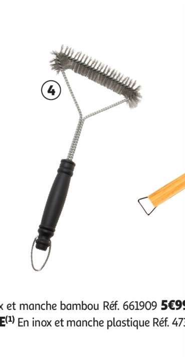 Brosse Grattoir Barbecue - En inox et manche plastique
Réf. 473656