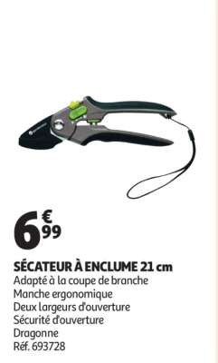 Sécateur À Enclume 21 Cm - Adapté à la coupe de branche
Manche ergonomique
Deux largeurs d'ouverture
Sécurité d'ouverture
Dragonne
Réf. 693728