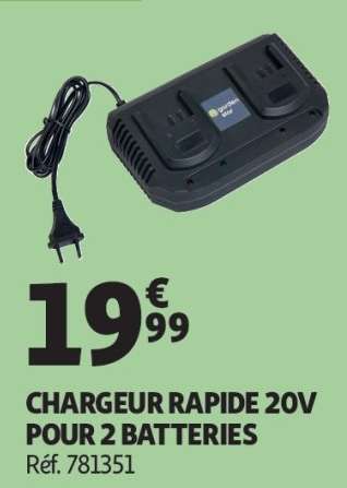 Chargeur Rapide 20V Pour 2 Batteries - Réf. 781351