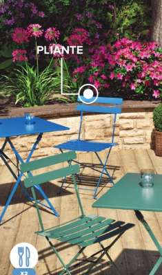 HYBA Table carrée Bistrot - Dim. : L 60 x l 60 x H 71 cm. Structure en acier, revêtement traité anti-corrosion. Existe en différents coloris.