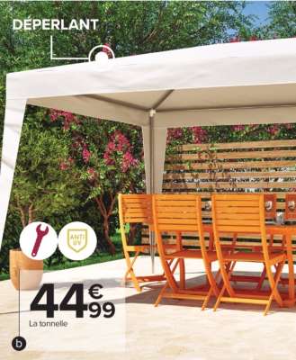 Tonnelle 3x4m Kos blanc - Dim.: L 290 x l 390  x H 250 cm. Structure en acier. Toile en polyester 90g/m²