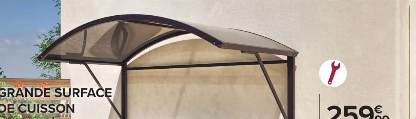 HYBA Tonnelle barbecue - Dim.: L 200 x l 120 x H 230 cm. Structure en acier. Traverses de toit en aluminium. Toit rigide en polycarbonate. Tablettes de rangement latérales. Idéal pour faire un barbecue à l'abri des intempéries. Possibilité de fixer au sol. Système de fixation non inclus.
