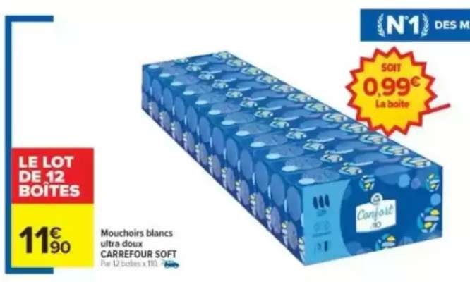 Mouchoirs blancs ultra doux CARREFOUR SOFT