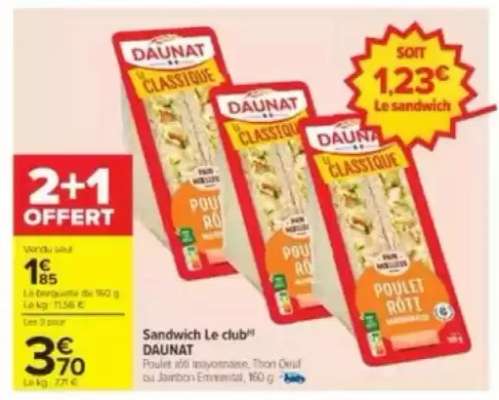 Sandwich Le club DAUNAT