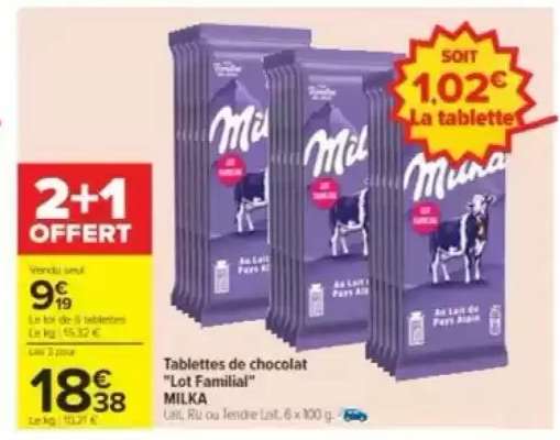 Tablettes de chocolat "Lot Familial" MILKA