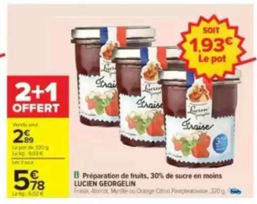 Préparation de fruits, 30% de sucre en moins LUCIEN GEORGELIN