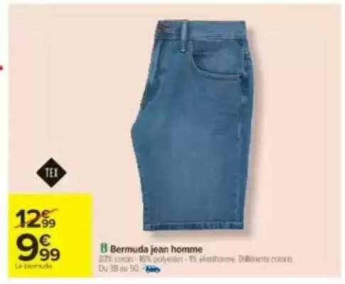 Bermuda jean homme