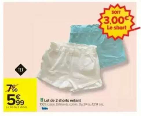 Lot de 2 shorts enfant