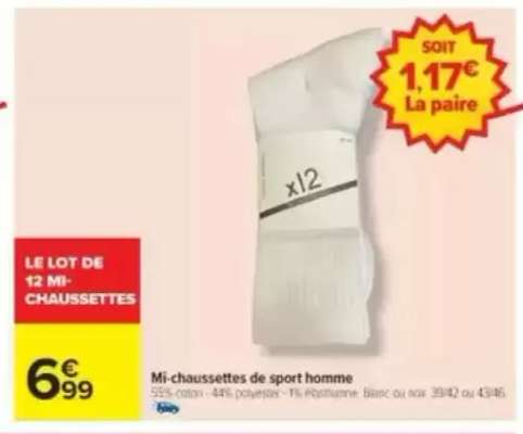 Le lot de 12 mi-chaussettes