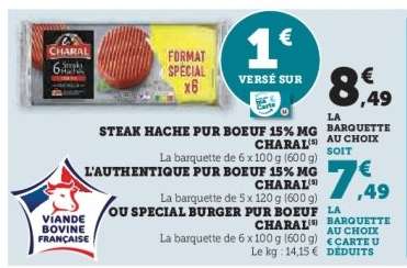 Steak Haché Pur Boeuf 15% MG Charal