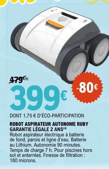 ROBOT ASPIRATEUR AUTONOME RUBY GARANTIE LÉGALE 2 ANS