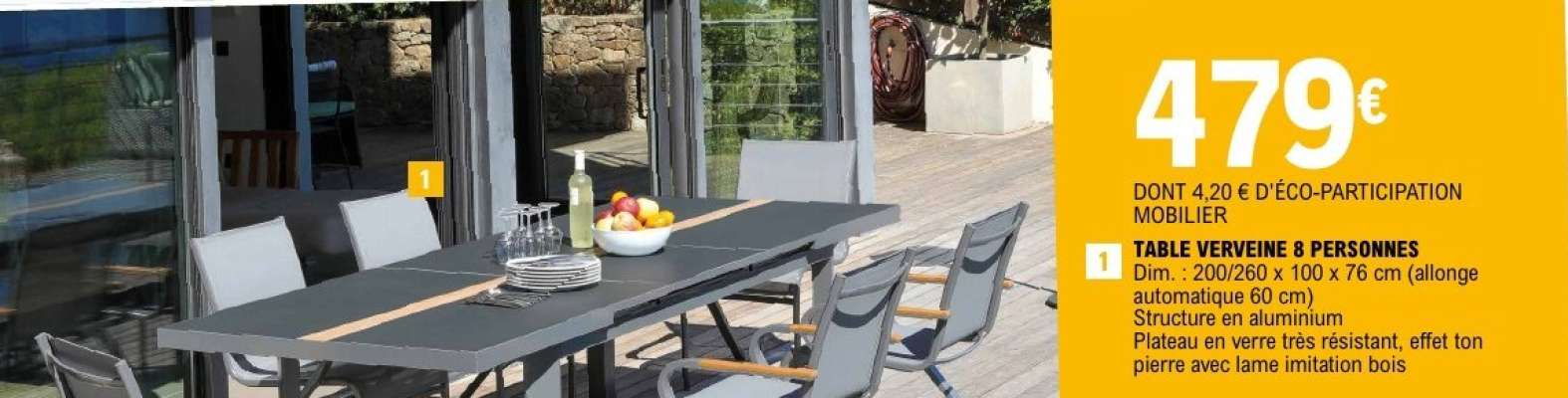TABLE VERRENNE 8 PERSONNES
