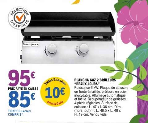 PLANCHA GAZ 2 BRÛLEURS "BEAUX JOURS"