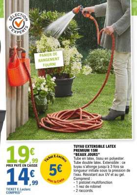 TUYAU EXTENSIBLE LATEX PREMIUM 15M "BEAUX JOURS"