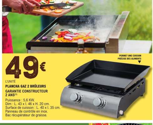 Plancha Gaz 2 Brûleurs