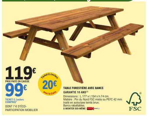 TABLE FORESTIÈRE AVEC BANCS