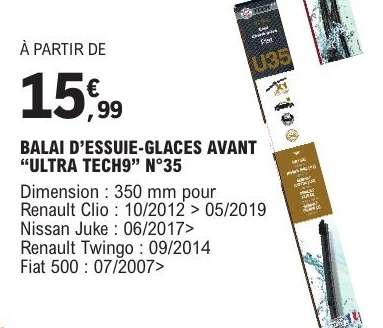 BALAI D’ESSUIE-GLACES AVANT “ULTRA TECH9” N°35