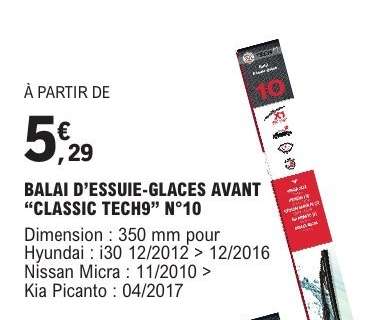 Balai d'essuie-glaces avant 'Classic Tech9' N°10
