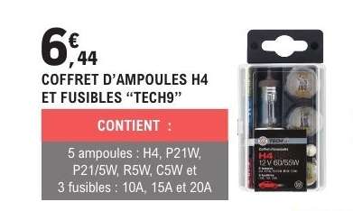 COFFRET D’AMPOULES H4 ET FUSIBLES “TECH9”