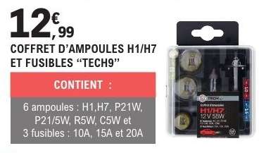 COFFRET D’AMPOULES H1/H7 ET FUSIBLES “TECH9”