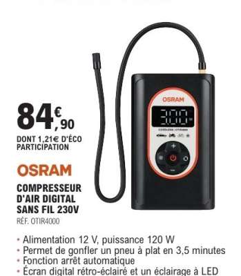 OSRAM Compresseur d'air digital sans fil 230V